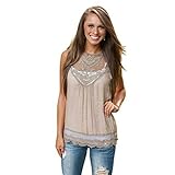 Sunward Women Summer Vest Top Sleeveless Blouse Casual Tank Tops (XL, Khaki)