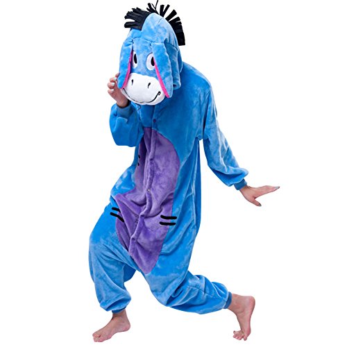 Afoxsos Women's Cosplay Flannel Anime Cartoon Onesie Adult Pajamas Donkey