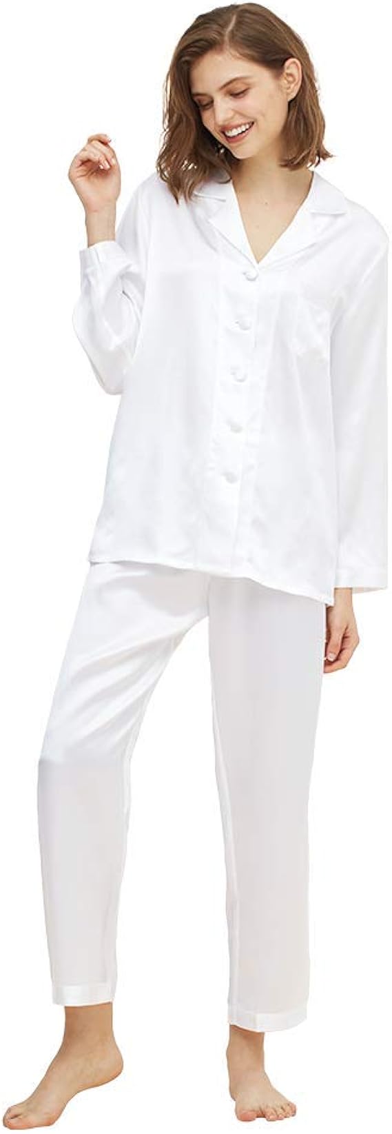 Amazon Lilysilk リリーシルク シルクパジャマ レデイース 22匁高級シルク100 前開き 長袖 静電気防止 敏感肌 乾燥肌にお勧め 耐久性のある パジャマ ルームウェアセット 通販