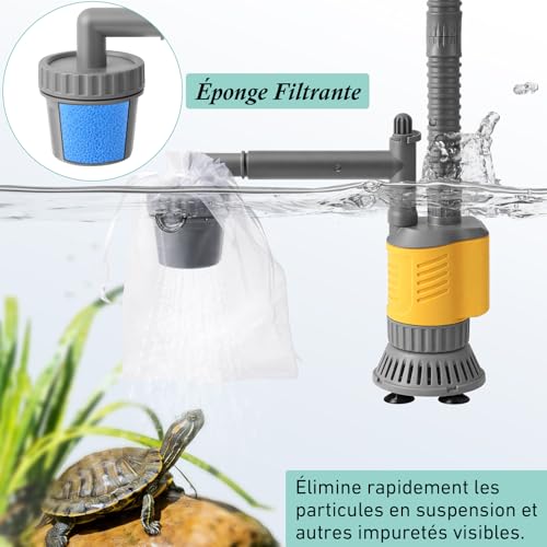 PYPABL Electric Vacuum Cleaner For Aquarium, 1200LPH Cleaning Gravel 8 In 1 Removable, 20W Powerful Suction For Changing Water, Washing Sand, Removing Algae And Circulating Water