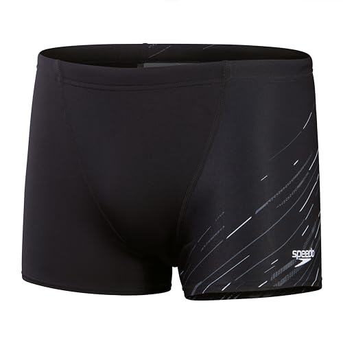 Speedo Hyperboom V-Cut Pantalón de baño Aquashort, por Hombre, Negro/Gris, 2