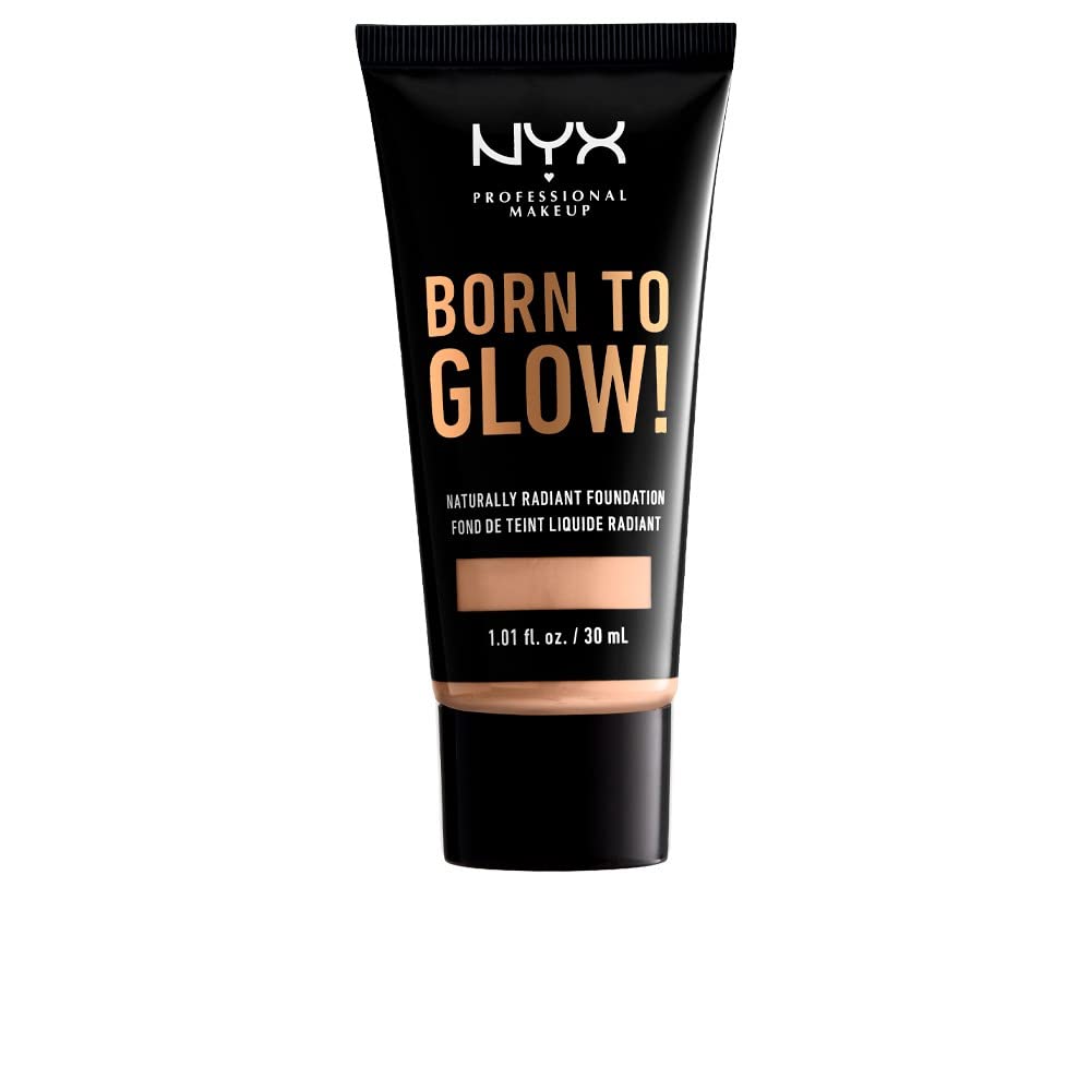 NYX Professional Makeup Born to Glow Radiant Foundation, Iridescent Finish, Buildable Medium Coverage, Vegan Formula, Shade: Vanilla