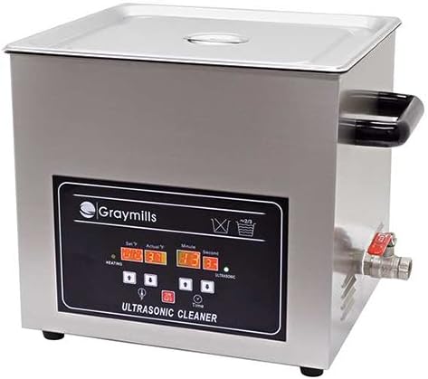 Graymills BTV-150 Benchtop Economical Ultrasonic Parts Washer, 304SS Construction, 4.0 g, 120V, Silver