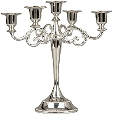Classic Beautiful Metal Candle Stick Candle Holder 5 Stands (Silver)
