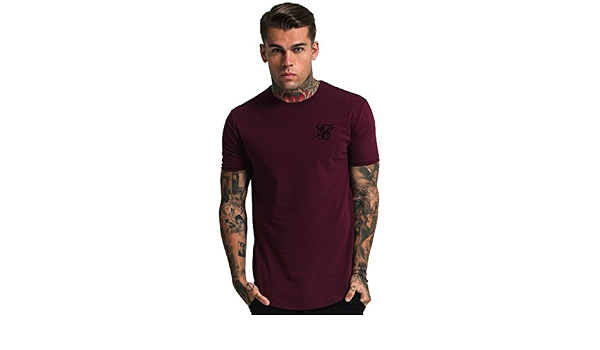 SikSilk - Camiseta - para hombre rojo granate Small: Amazon.es: Ropa