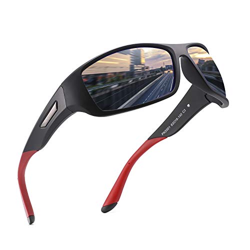 PUKCLAR Polarized Sports Sunglasses for Men Women Driving Sunglasses Cycling Running Fishing Golf Goggles Unbreakable Frame