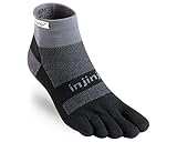 Injinji 2.0 Men's Run Midweight Mini Crew Toesocks, Black/Gray, Medium