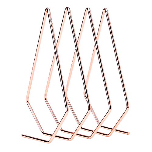 GoldOrcle Metal Mail Sorter Wire File Organizer Mail Sorter Desk Organizer, 3 Slot Diamond Shape Magazine File Holder for Office Home Decor, Set of 2, Rose Gold - Thumbnail 3