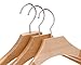 JS HANGER Sturdy Wide Shoulder Wooden Coat Hangers with Anti-rust Hook, Natural Finish, 3 Pack