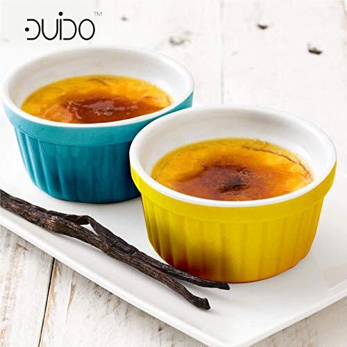 Souffle Dish Ramekins for Baking 6 Ounce (Set of 8, Assorted Colors with 8 Extra Spoons) 6 Oz