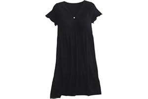 Oplxuo Maternity Nursing Nightgown Cotton Breastfeeding Dress Short Sleeve Pregnancy T Shirt Tops Sleepwear for Women