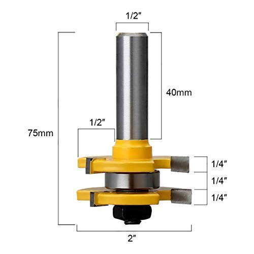 Valiant Tongue & Groove Router Bit Set with Adjustable 1/2 Inch Shank