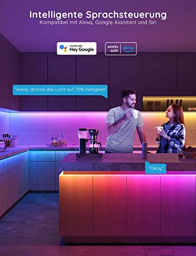 Govee LED Strip 10 m, Smart RGBIC LED Strip, Fairy Lights, LED Strip Works with Alexa & Google Assistant, DIY Segment Control, App Control, Music Sync, Decoration for Party, Home, Bedroom