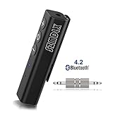 Bluetooth Receiver, SZMDLX Portable Wireless Audio Aux Adapter Bluetooth 4.2 Car Kits with Clip Design (A2DP, Built-in Microphone for Home and Car Audio with 3.5mm Stereo Output)