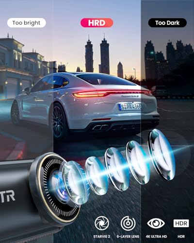 4K Dash Cam Front and Rear, 5GHz WiFi Dashcam with 64GB SD Card,4K+1080P Dual Car Dash Camera, Full HD Dash Cam with APP Control, G-Sensor, WDR, Loop Recording Easy Setup