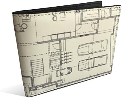 RFID Blocking Modern Bifold Wallet with Wood, Concrete, and Architectural Design Finish (Floor Plan)