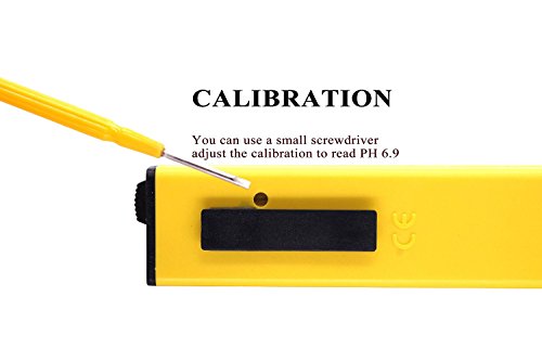 CyberTech PHTester PH-107 Digital pH Meter Tester, With 2 Pack of Calibration Solution Mixture Included.