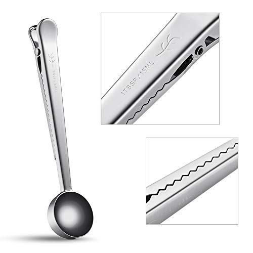 image for Soulhand Coffee Scoop,Stainless Steel coffee Scoop with Bag Clip + Gri