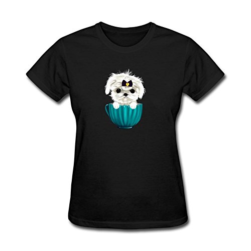 XingL Women's Tiny Teacup Dog Poodle Doggy Design Short Sleeve T Shirt