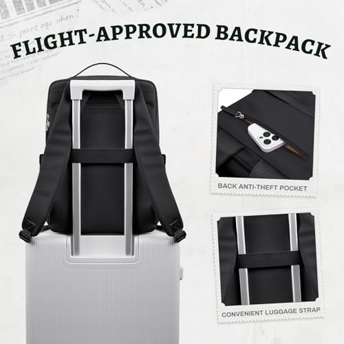 GOLF SUPAGS Women's and Men's PU Leather Backpack, Elegant 15.6 Inch Laptop Backpack, Multifunctional Water Resistant Travel Backpack for University, Work, Travel