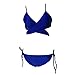 thinkbest Women Summer Sun Beach Swim Bandeau Triangle Push-Up Padded Bikini Suit (Small, Dark Blue)