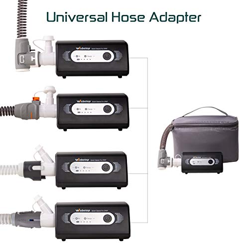 Webetop 2020 Upgraded CPAP Cleaner and Sanitizer Bundle with Sanitizing Bag Two Universal T Adapters Fit for Heated Hose AirMini Portable Travel Mini Cleaner for Mask Tube or Humidifier Black