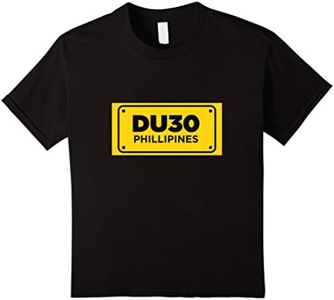 Kids DU30 Philippines Yellow License Plate Duterte Pride T-Shirt 6 Black