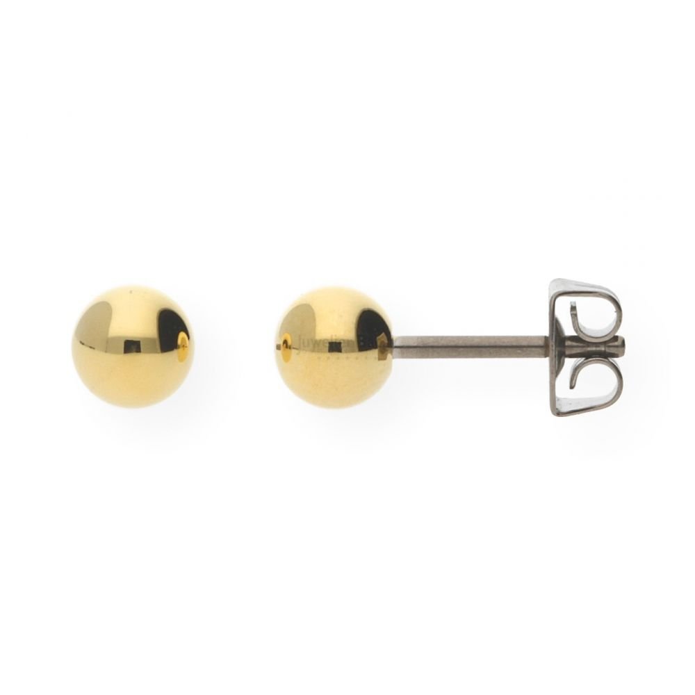 Boccia Women's Stud Earrings Gold Titanium 5 mm