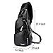 Men PU Leather Sling Backpack Small Chest Shoulder Crossbody Bag with USB Charging Port for Travel Hiking Cycling