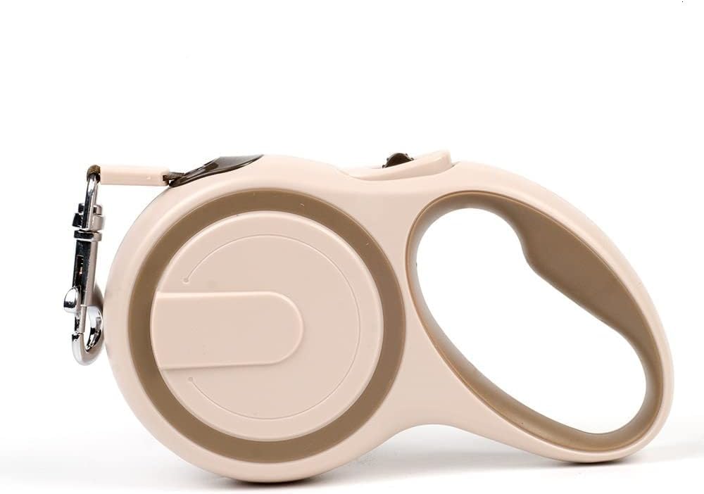 PRETTYLE 3M/9.8ft Tangle-Free Retractable Leads with Metal Clips, One Button Retract/Release, Suitable for Small Animals Running Training Such as Puppies and Kittens weighing up to 15KG/34LBS (Khaki)