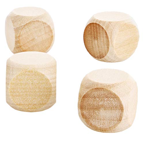 Genie Crafts 60-Pack Unfinished Wooden Cubes Blank Square Blocks Dice Set, 0.75 Inches