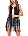 HOTOUCH Black Sleeveless Jacket 70s Costume Cowgirl Fringe Vest Soft Tassel Detail Western Cardigan Lightweight Halloween Outfits XL