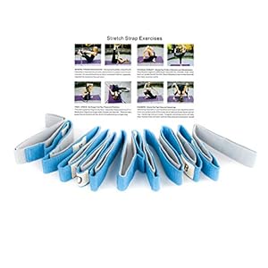 ECHAIN Yoga Stretch Strap 12 Loops Physical Therapy Multi-Grip Pilates Stretching Belt -Workout Instruction Included