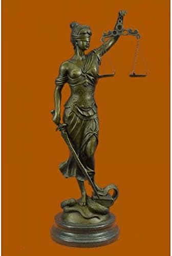 Admirable 19" Tall Blind Justice Graduation Gift Lawyer Student Bronze Sculpture Figurine