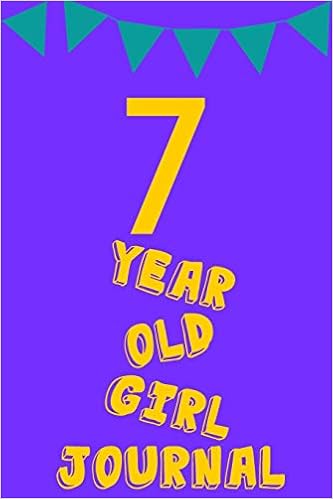 7 Year Old Girl Journal Yellow Purple Balloons Banner Seven 7