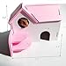 Wooden Hamster House,Hideout Hut Exercise Natural Funny Nest Toy(Pack of 2) (Pink)