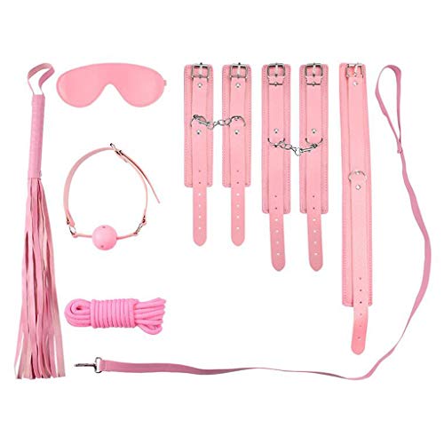 Luckly77 7Pcs Leather Réstraint Kit Plush Bondage for Bed and Under Bed Séx Play,Soft Hāndcuff Mouth and Whip Role Play for Couple Jeans Sunglass
