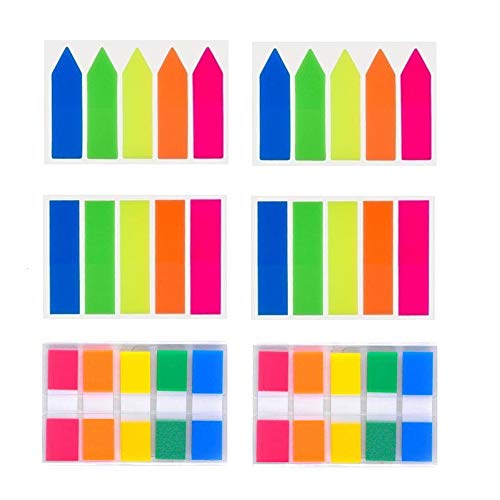 Page Markers 750 Pieces, OUHL Colored Index Tabs Neon Flag Sticky Notes with Assorted Colors for Home Office Students, 6 Sets