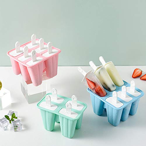 Classic Homemade Ice Pop Molds 6 Easy-release BPA-free Popsicle Molds Shapes Reusable Silicone Frozen Ice Popsicle Maker (Blue) - Thumbnail 3