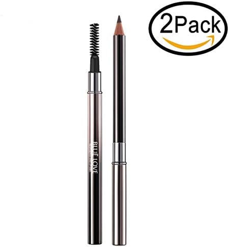 Easy to Colour Waterproof Eyebrow Pencil Eye Makeup Pen Long Lasting Durable with Brow Brush (2 pack(gray,light brown))