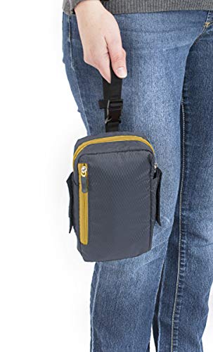 Dynamo sports pouch, crutch bag, walker bag, wheelchair bag, gray with yellow zipper - Thumbnail 4