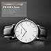 Skmei Thin Dial Wrist Watch Casual Classic Quartz Wrist Business Analog Watch with 1.57 Inches,Silver Case Black Leather Band (1.57 Inches)