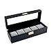 Caddy Bay Collection Compact Black Watch Case Storage Box With Glass Top Holds 5 Watches