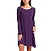 ShiZiBan Plus Size Women's Casual Swing Loose Fit Comfy Flattering Tunic Tops.Flare Short Sleeve T Shirt Dress (XXXX-Large, Purple-L)