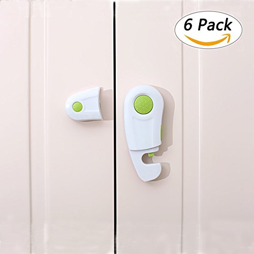 Premium Child Safety Cabinet Locks Baby Proof Safety Lock for Cupboard Drawer Fridge with 3M Adhesive Sticker (green)-Set of 6