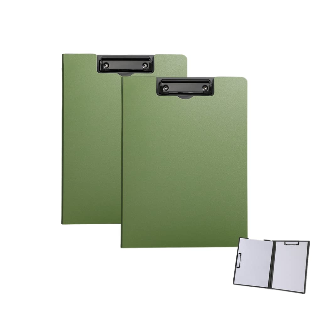 2 Pcs Folding Clipboard,Waterproof File Folder Clipboards,A4 Clip File or A3 Size File Cover Folder Writing Drawing Pad Clip Organizer with Two Metal Clip,Support Horizontal and Vertical-Green