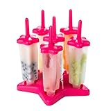 CHICHIC Popsicle Molds, Ice Pop Maker, Ice Pop Molds, BPA-Free, Repeated Use, Set of 6, Pink