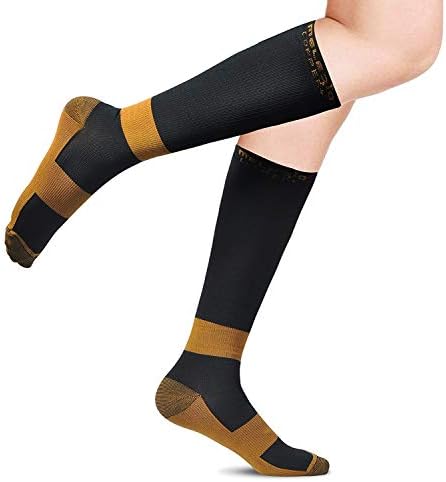 Compression Socks with Copper Fibers for Men and Women, Ideal Gift Sock for Edema, Varicose Veins, Shin Splints, Flying, Travel, Pregnancy, Nurses, Running (S-M/5-9.5)