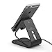 elago M2 Phone Stand [Black] - Premium Aluminum, Angled for Video Calls, Cable Management, Aluminum Phone Stand Compatible with iPhones, Galaxy, and Other Smartphones