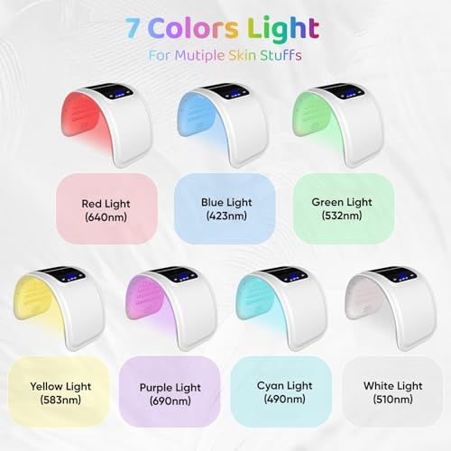 LBOYLOVE® Red Light Therapy, 7 Colors LED Light Therapy for Face, LED Light Rejuvenation Tool, Red LED Light Skin Care Equipment for Home, Red Light Therapy Machine for Facial/Neck/Body/Hand/Leg